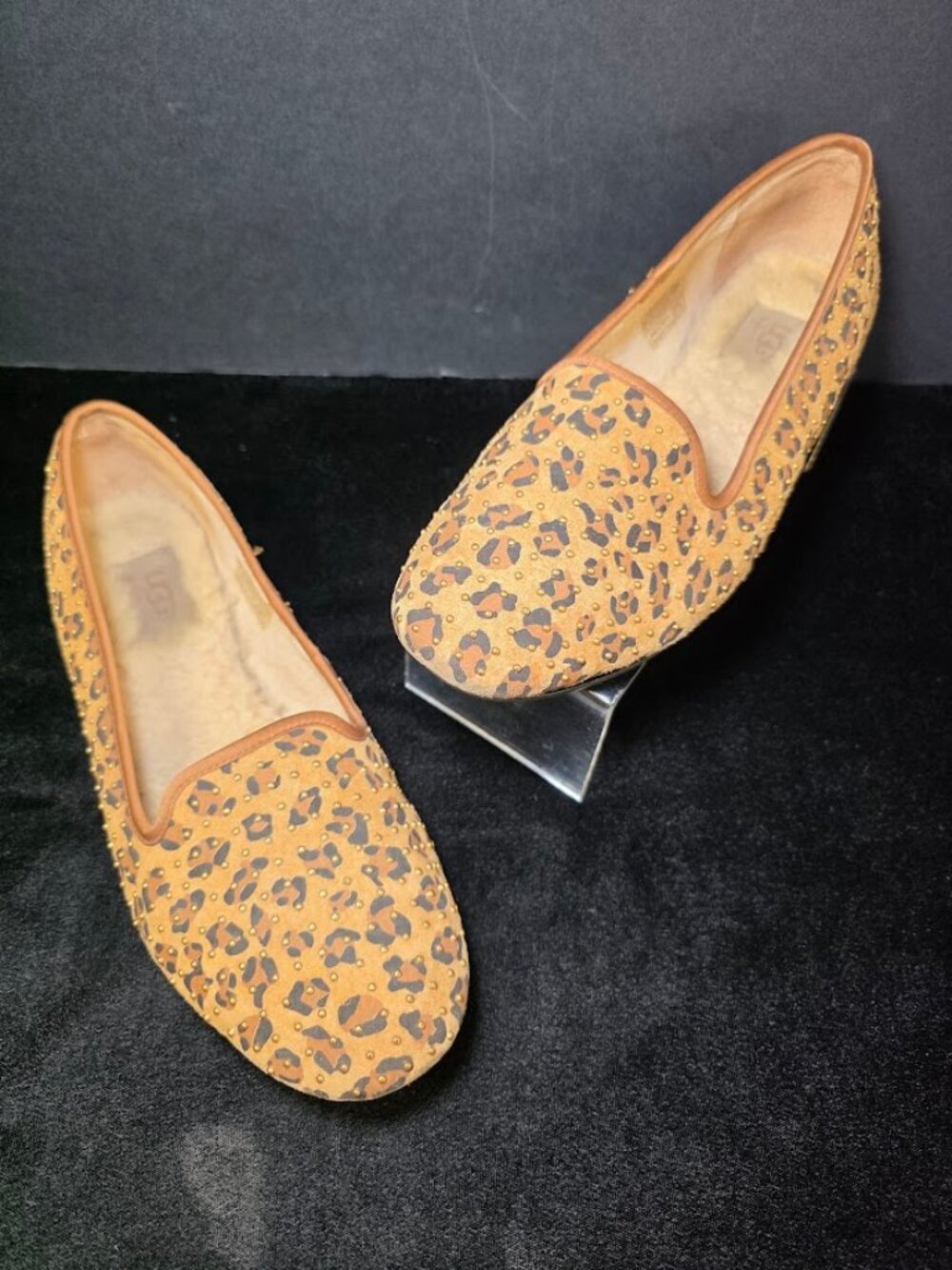 UGG Alloway Studded Loafers in Leopard Print Suede 8